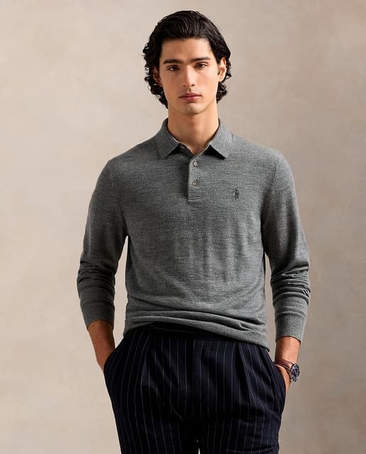 Jersey de hombre de lana con cuello polo