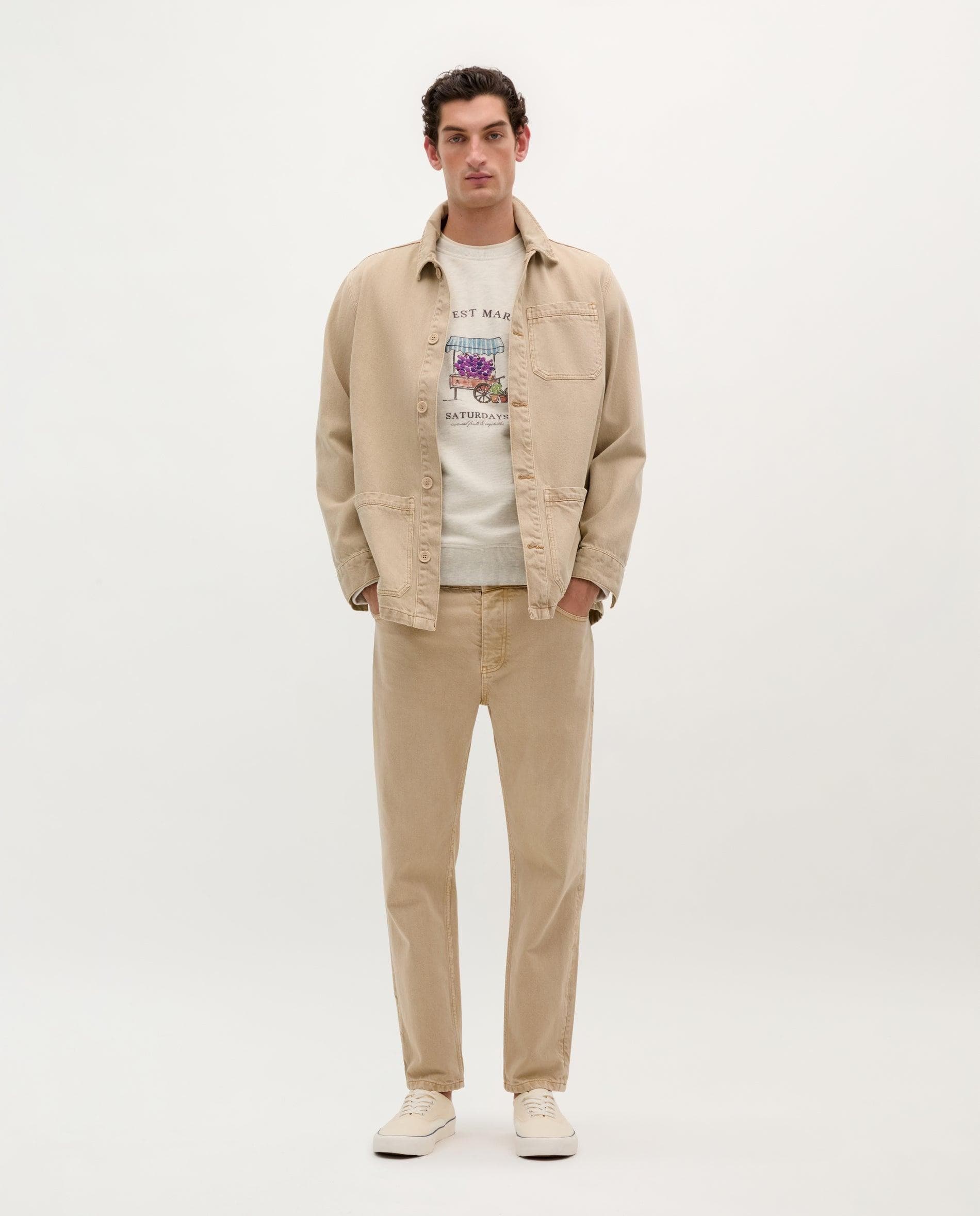 Sudadera de hombre beige de algodón