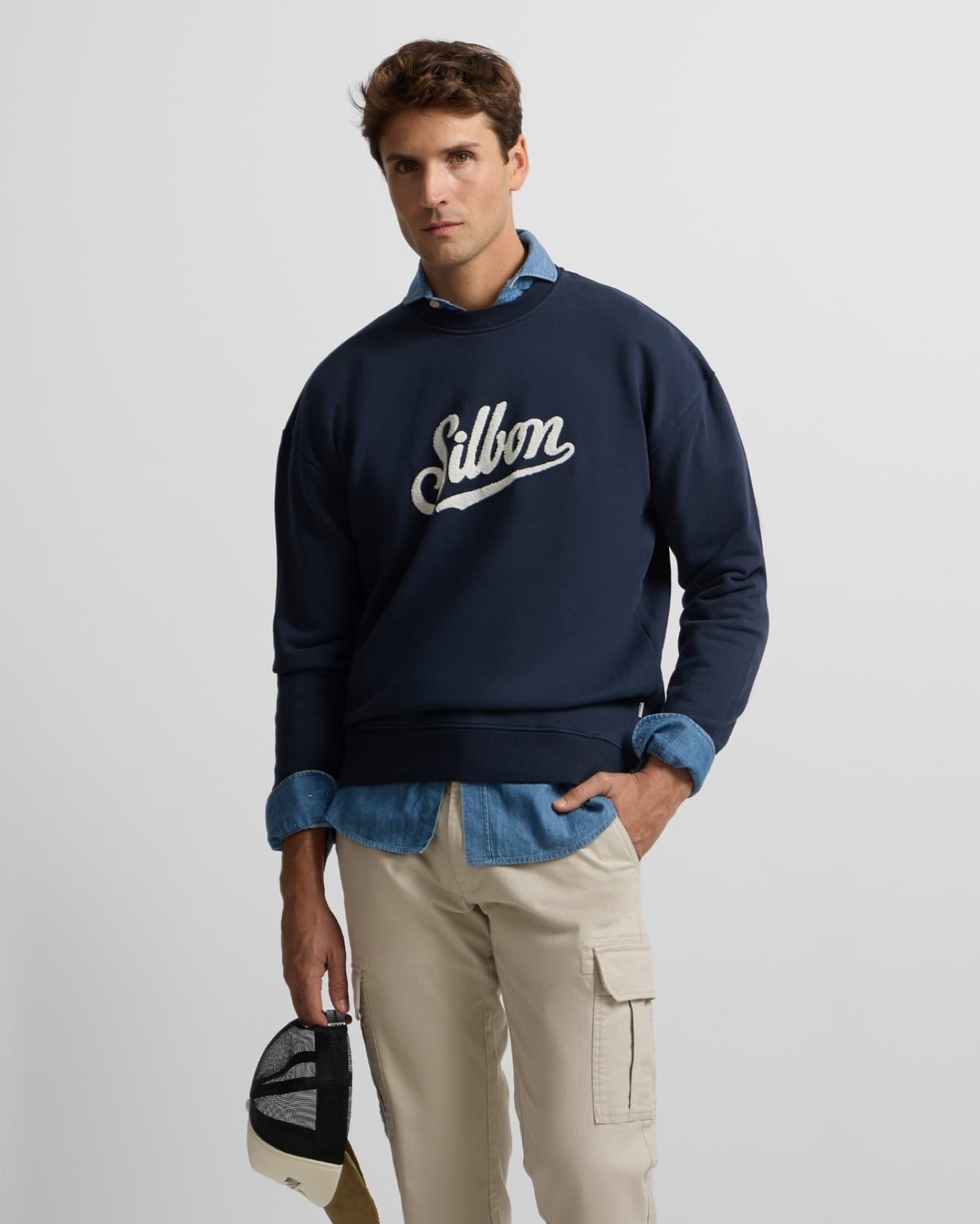 Sudadera de hombre relaxed fit retro azul marino