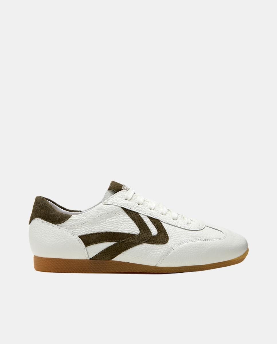 24HRS Deportivo de cordones piel blanca