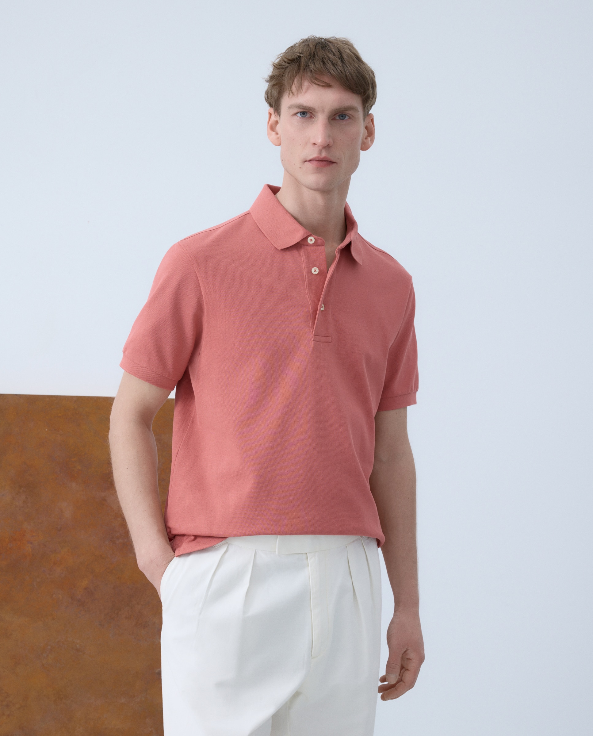 Emidio Tucci Polo de hombre maga corta pique liso pie de cuello