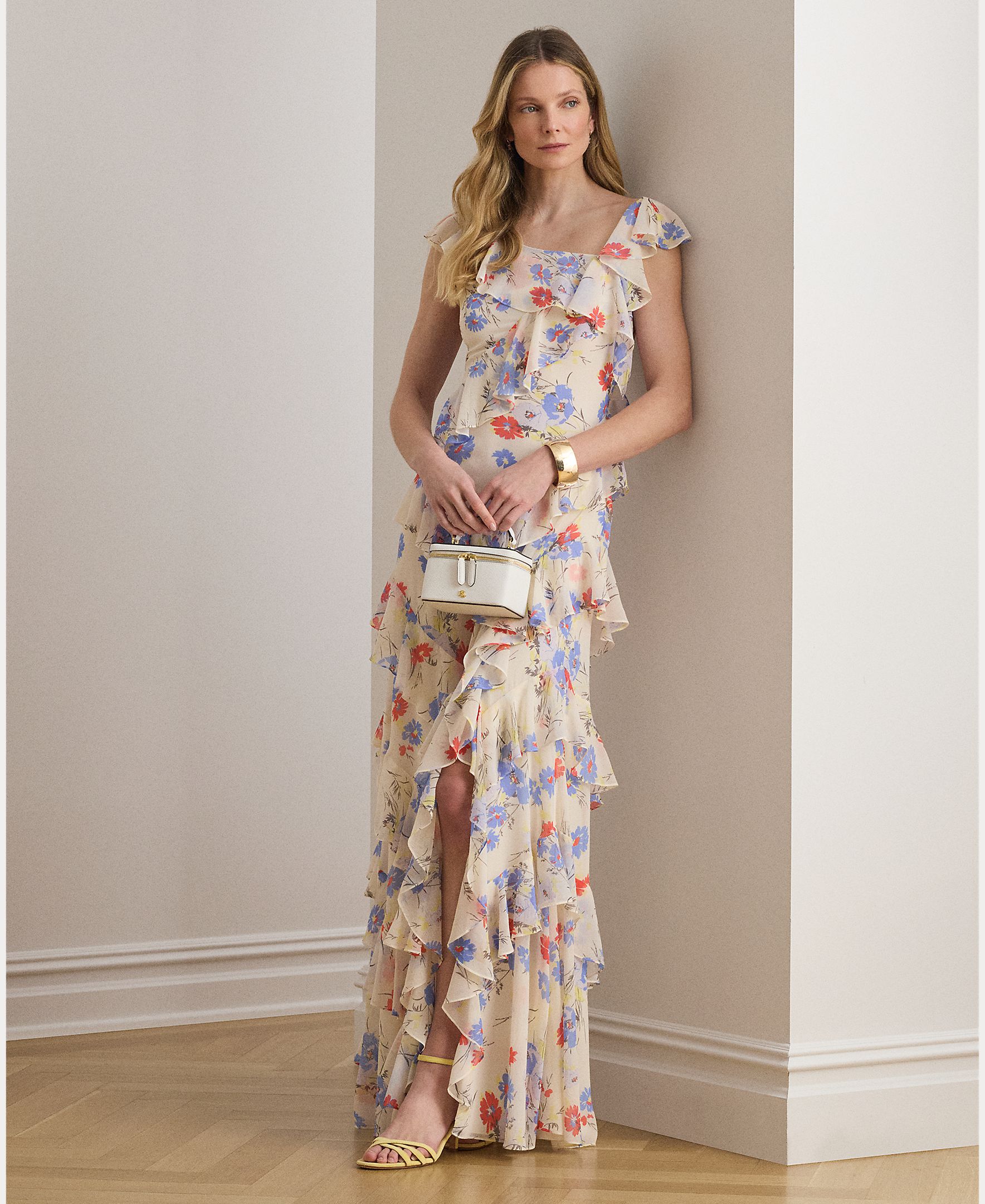 Lauren Ralph Lauren Vestido largo de georgette con volantes