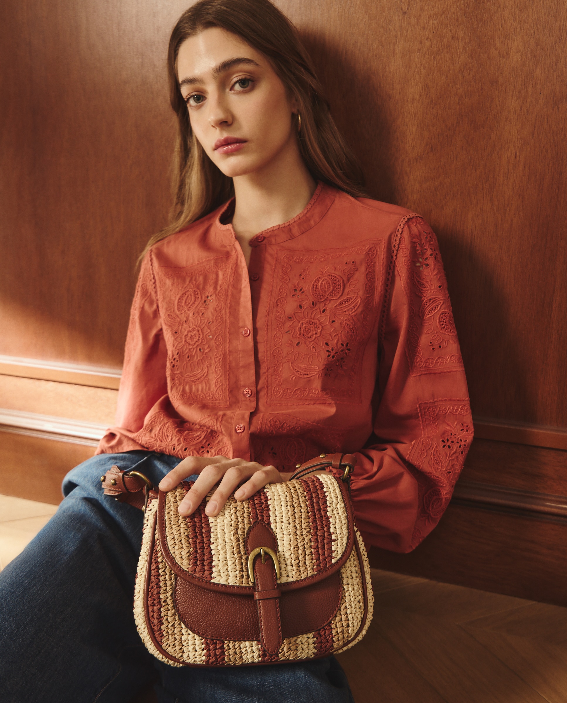 Lloyd's Blusa de mujer manga larga bordado parches
