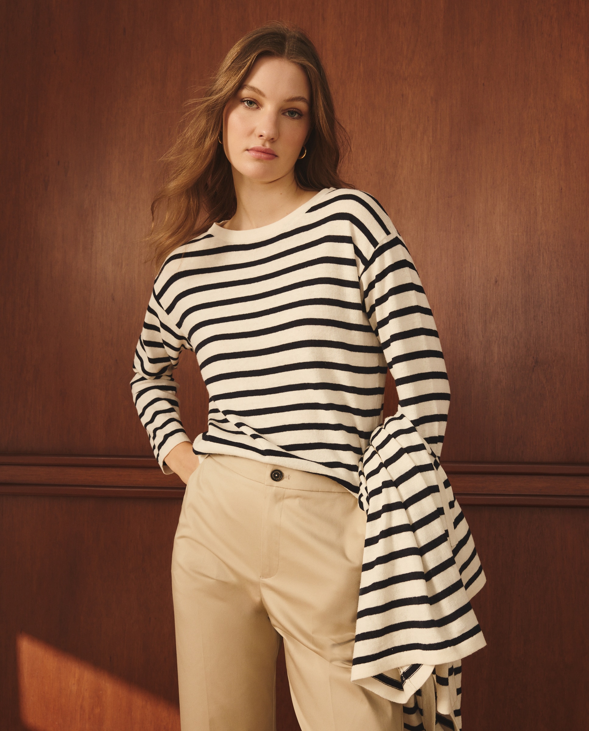Lloyd's Jersey de mujer con manga larga y estampado de rayas