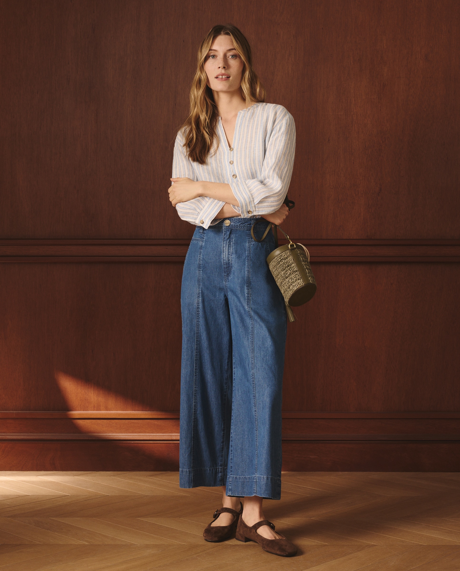 Lloyd's Vaquero de mujer cropped con pespuntes