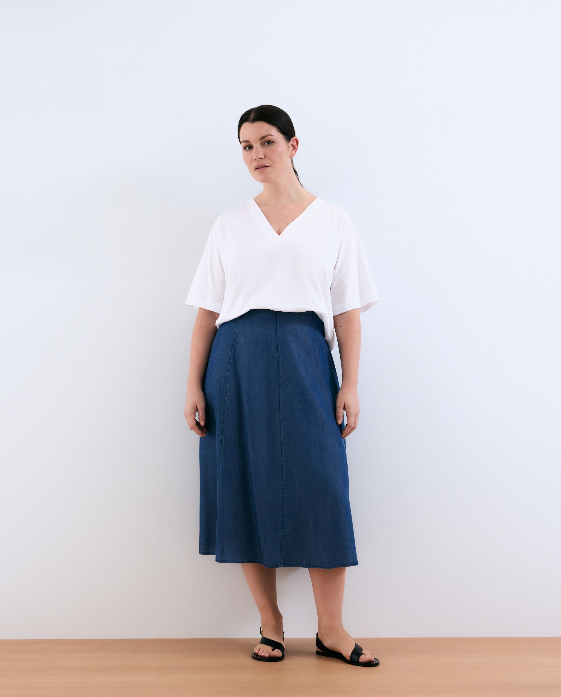 Couchel Falda midi fluida Lyocell