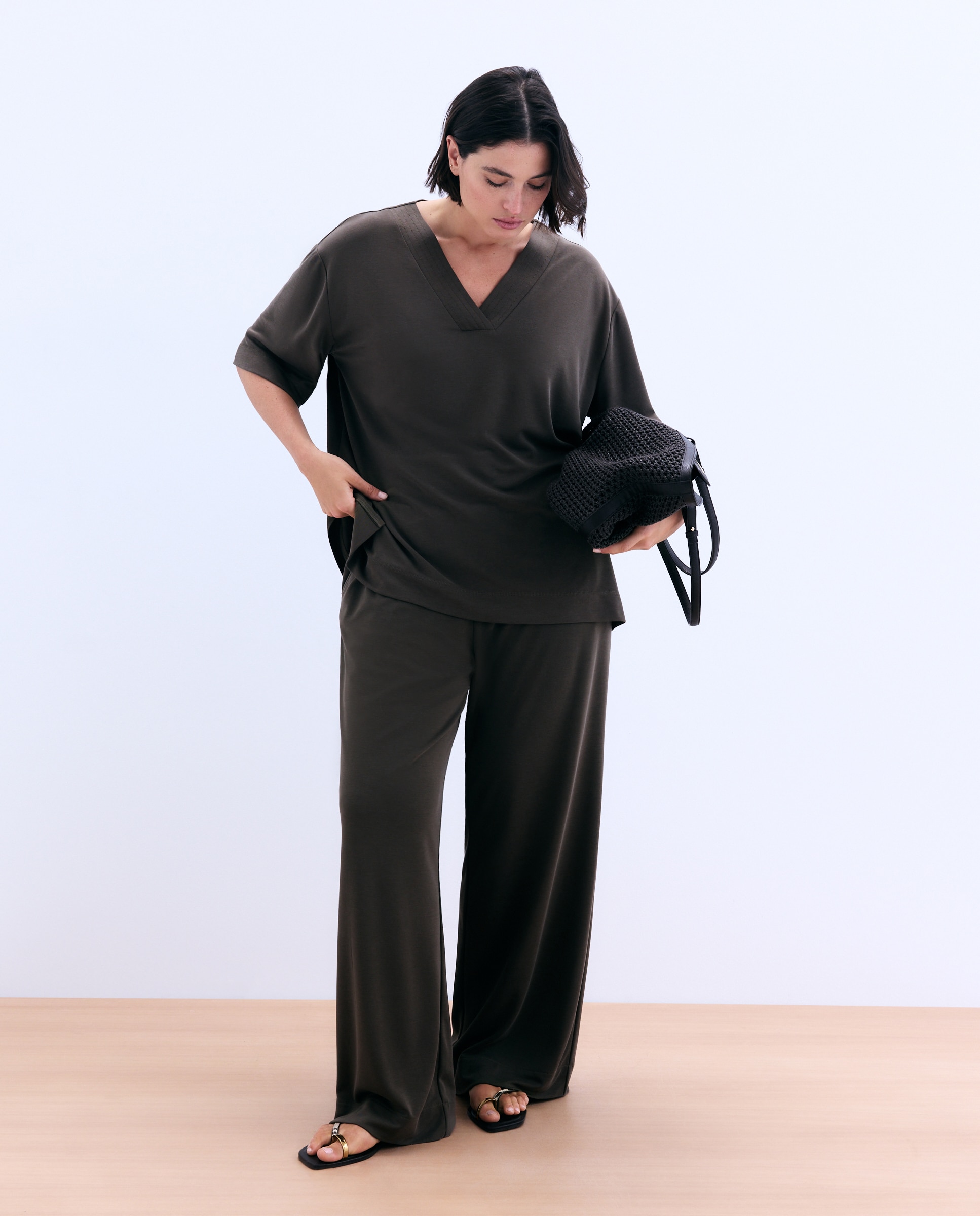 Couchel Pantalón de punto fluido de mujer