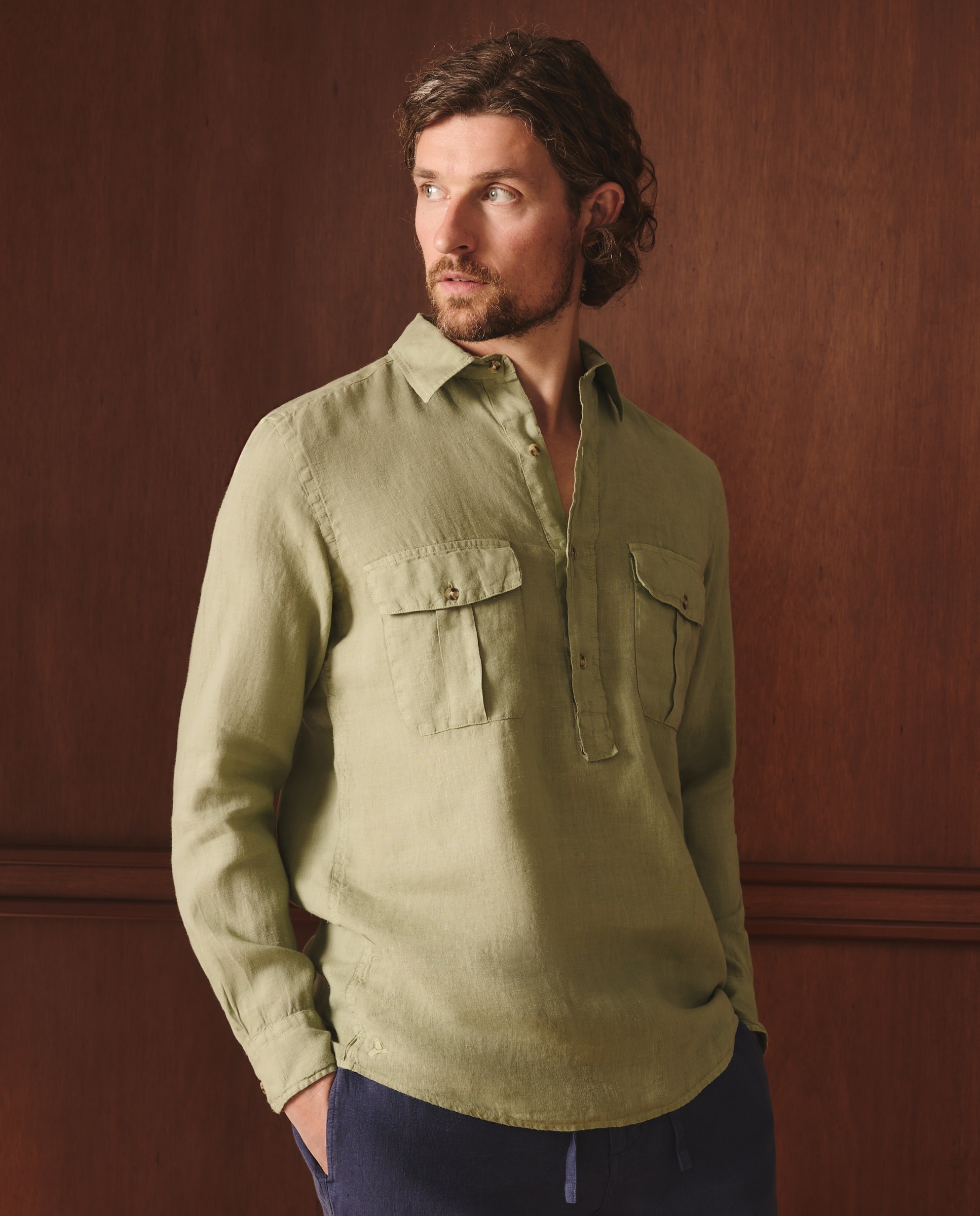 Lloyd's Camisa de lino de hombre classic fit