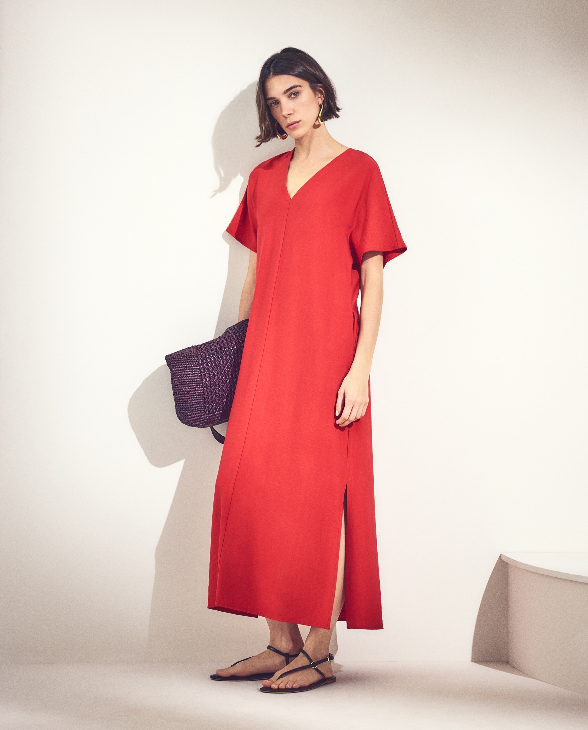 Woman El Corte Inglés Vestido liso con manga corta
