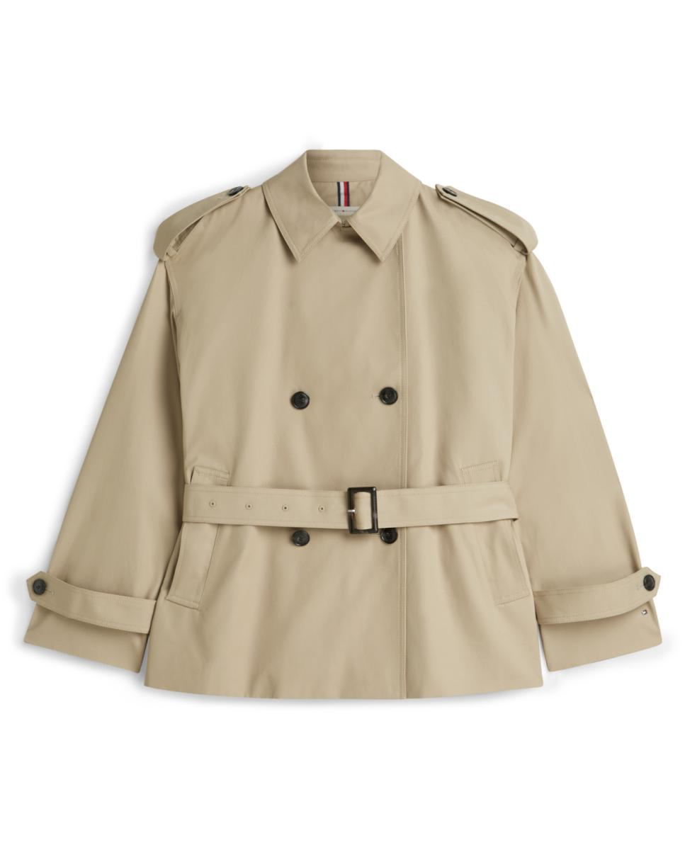 Tommy Hilfiger Gabardina corta de mujer en algodón con cinturón
