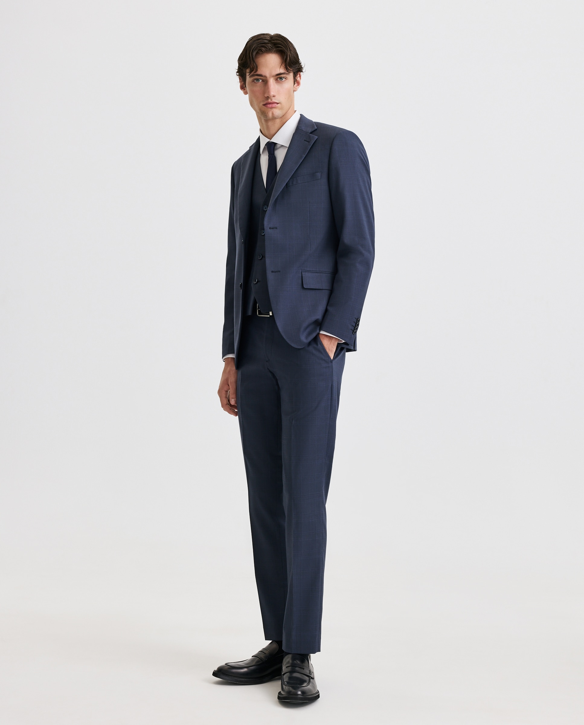 Easy Wear Pantalón de traje para hombre cuadro gales