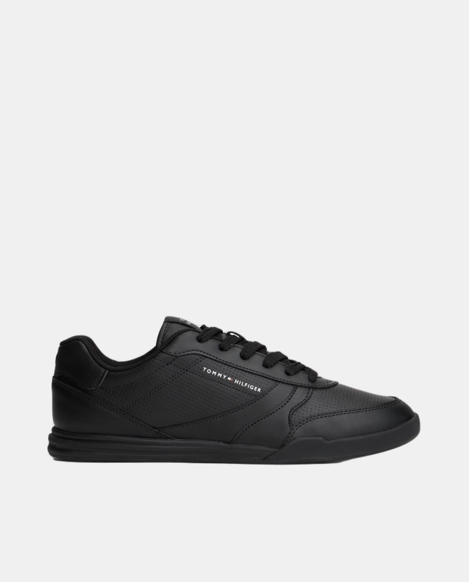 Tommy Hilfiger Zapatillas de piel color negro con diseño deportivo y suela cupsole.