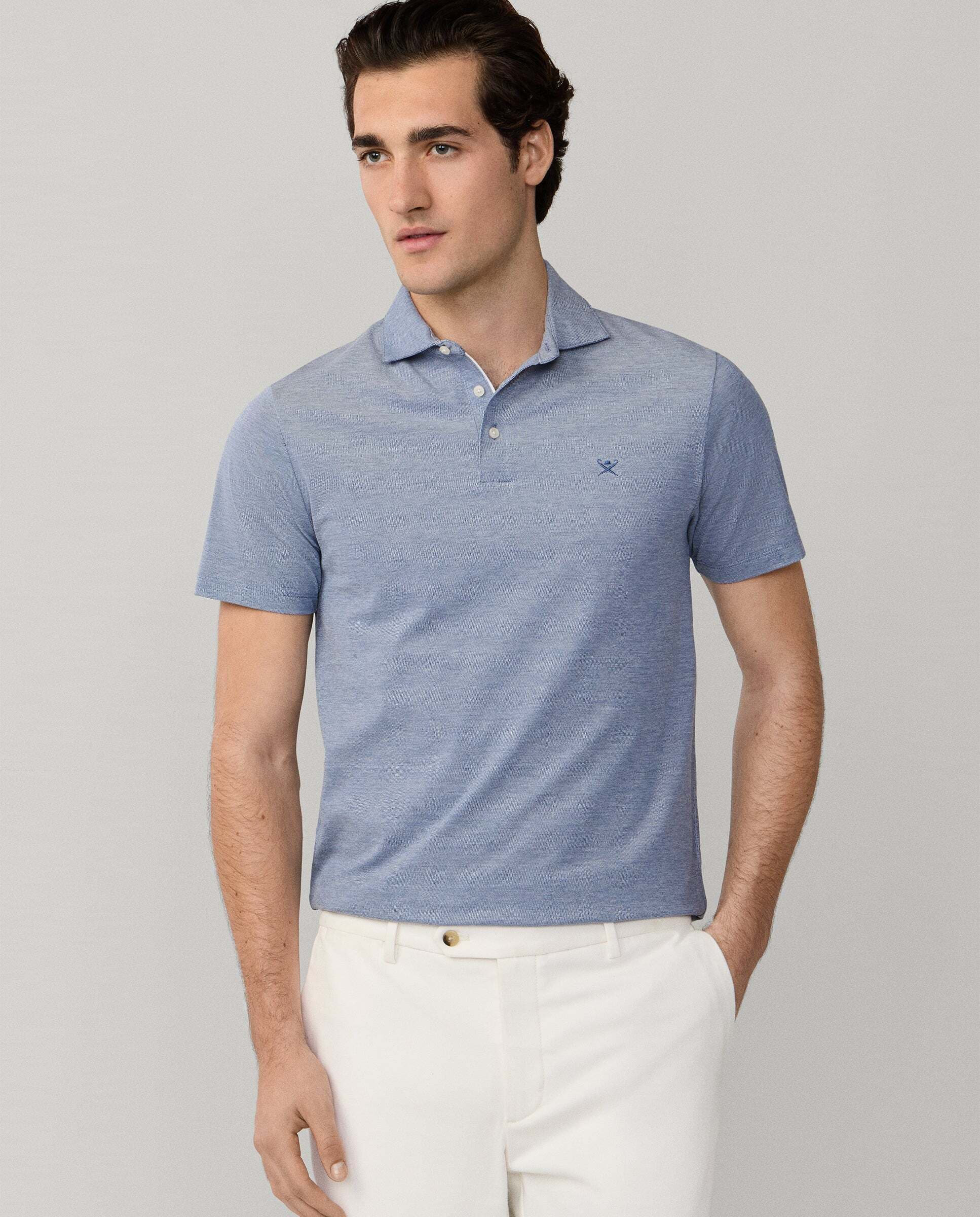 Polo de hombre piqué oxford manga corta fit clásico