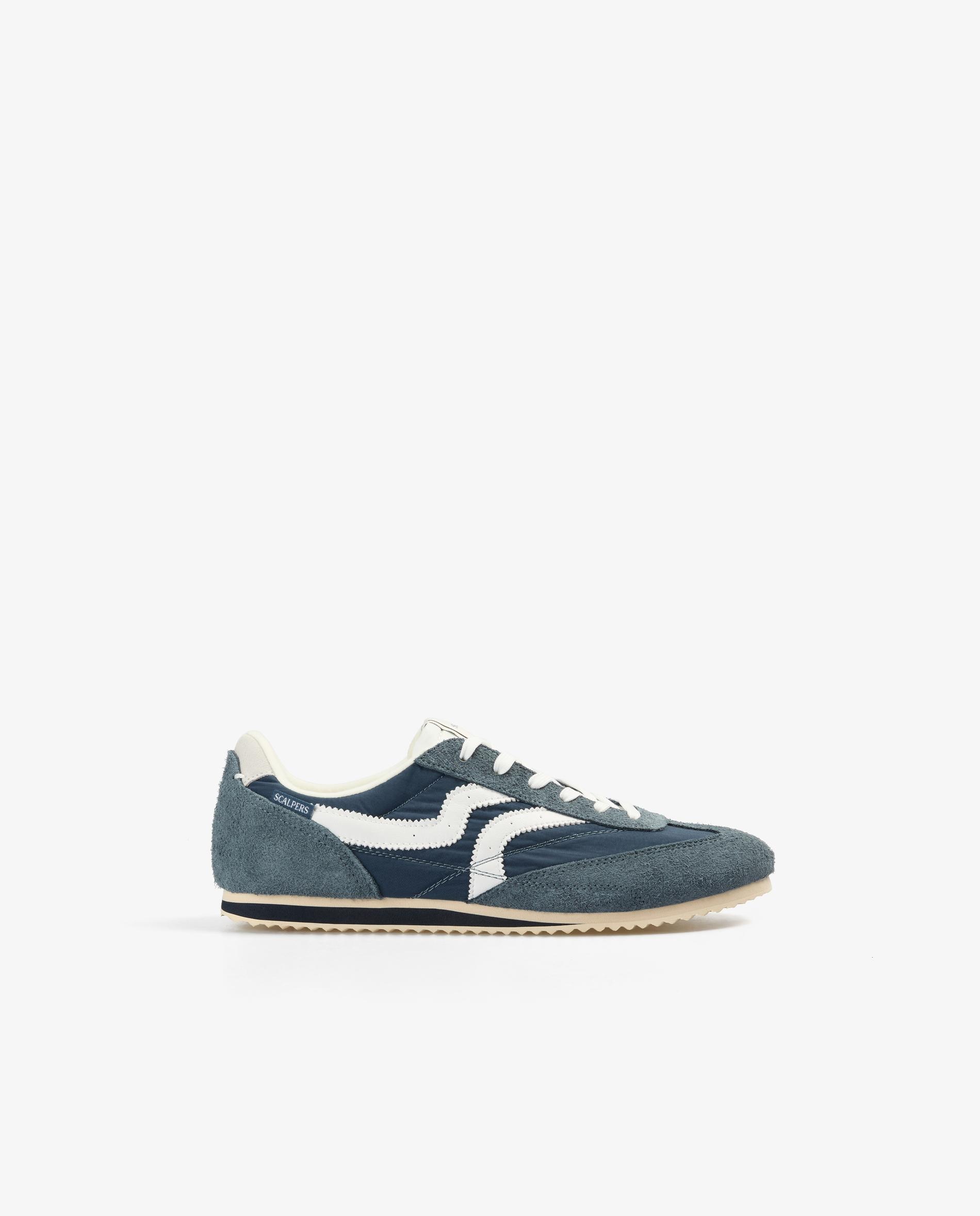 Zapatillas retro de hombre en ante con cordones blancos